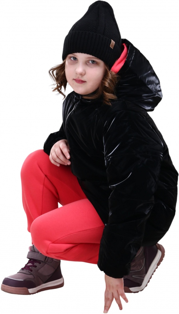 Куртка-пуховик для девочек HW р.140–146 черный RN0715