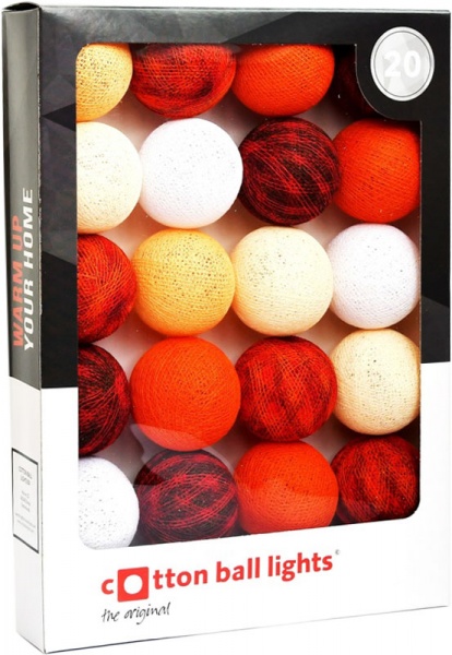 Электрогирлянда Котоновые шарики FUNNY ORANGE лампа накаливания 20 ламп 