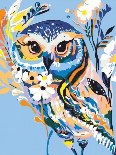 Холст на картоне с контуром Загадочная сова 30x40 см Rosa Start 
