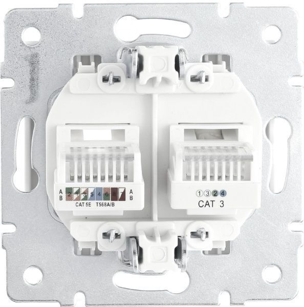 Розетка комп'ютерна + телефонна подвійна Lezard Rain білий 703-0288-143