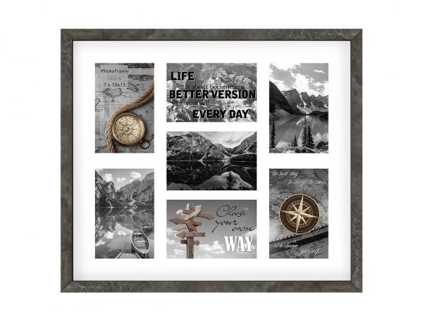 Фоторамка с паспарту SvitArt FKP-7-1913-3A 10x15 см гранитный серый 