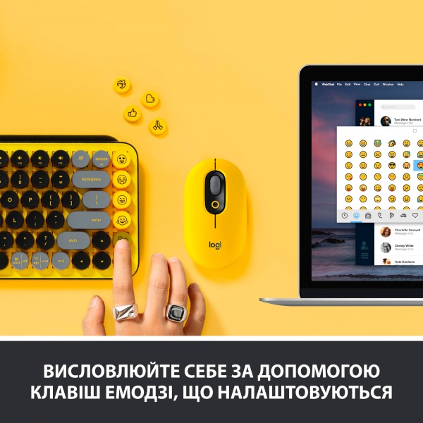 Клавіатура Logitech POP Keys Wireless Mechanical Keyboard With Emoji Keys blast yellow (920-010716) 