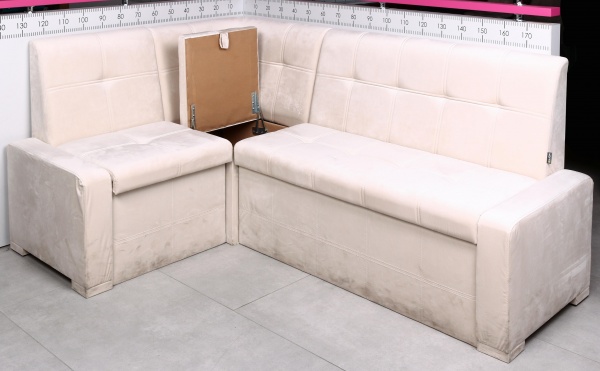 Уголок кухонный Атлант 1400х2000х910 мм без спального места жасмин 02 бежевый / бежевый 