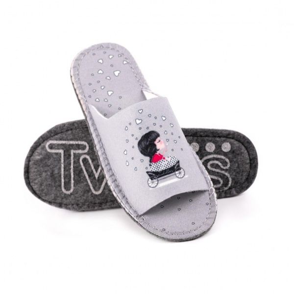 Капці домашні Twins Ведмідь на велосипеді р. 38-39 сірий 