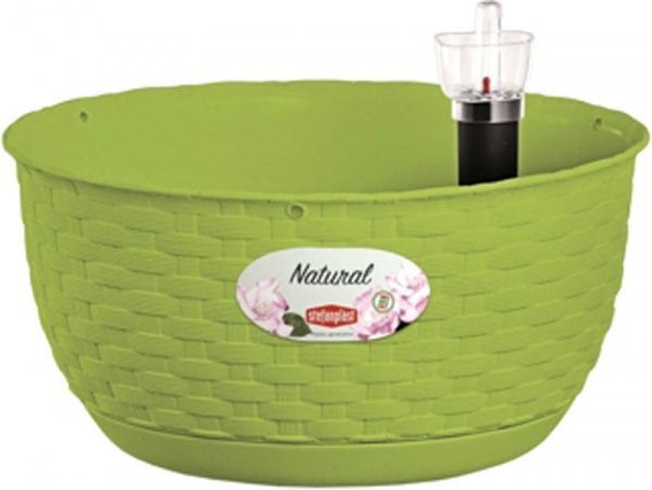 Вазон пластиковий Stefanplast Natural круглий 5,9л світло-зелений (75605) 