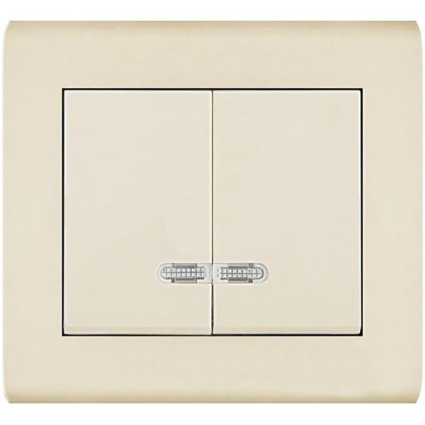 Выключатель двухклавишный Makel Manolya с подсветкой 10 А 250В слоновая кость 41010023