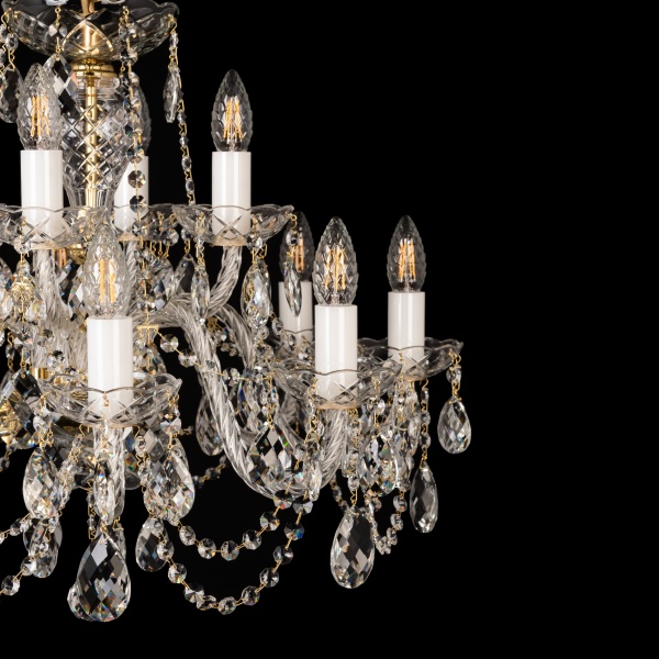 Люстра підвісна ArtGlass 12x40 Вт E14 латунь/кришталь E 0011/12/20 CL 