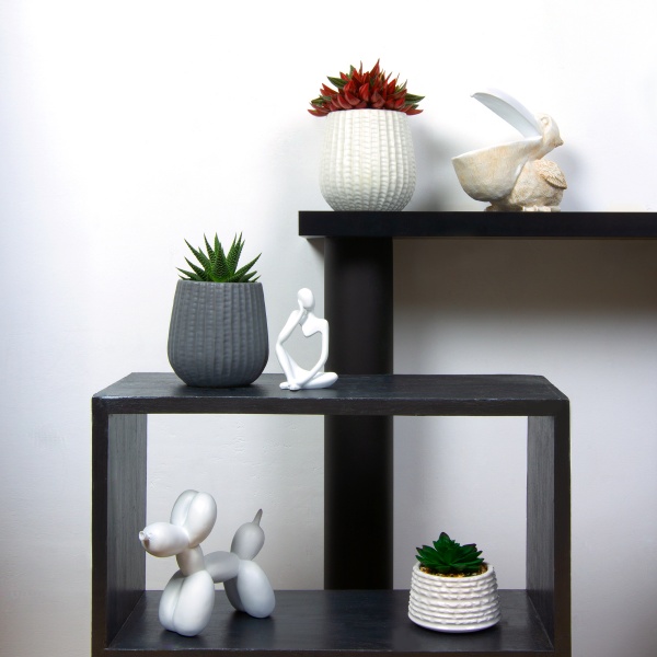 Кашпо керамическое МВМ DH-FLOWERS-25 S GRAY 13 см Серый 