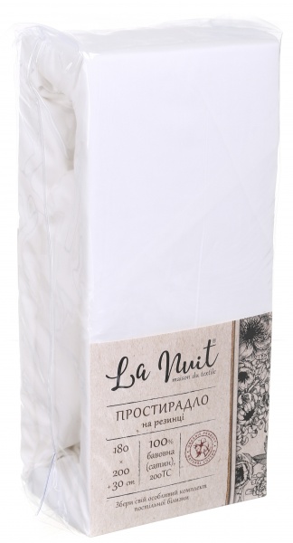 Простирадло на резинці 180x200+30 см білий La Nuit 