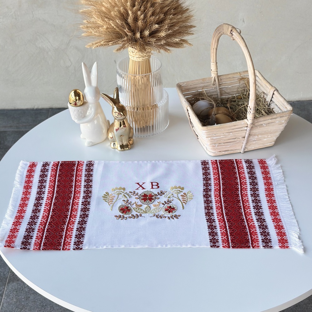 Полотенце пасхальное 623-25/00 32x65 см Эдельвика белый/красный