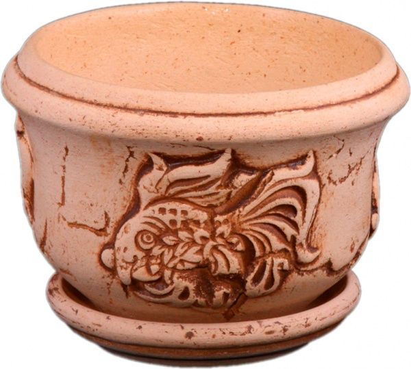 Горщик керамічний Рибка круглий 1,25л бежевий 