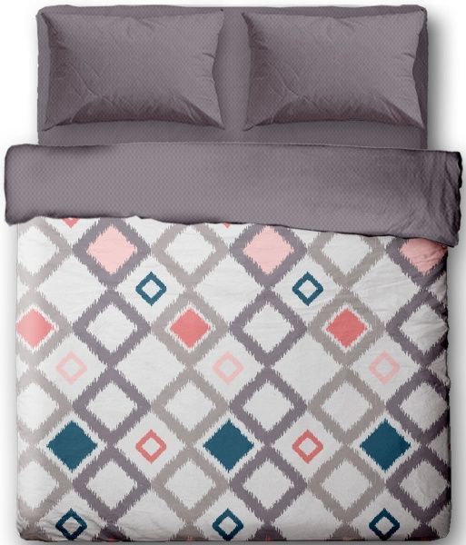 Комплект постельного белья Modern Rhomb 2 серый с рисунком Ibodo 
