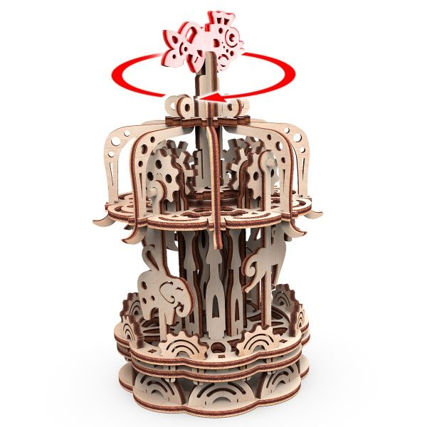Дерев'яний 3D-конструктор Mr.Playwood Карусель S механічна 10404