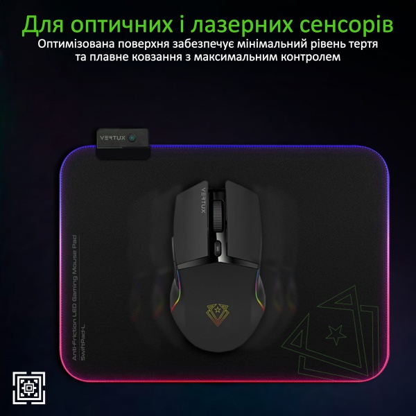 Килимок для миші Vertux SwiftPad-L Black (swiftpad-l.black) 