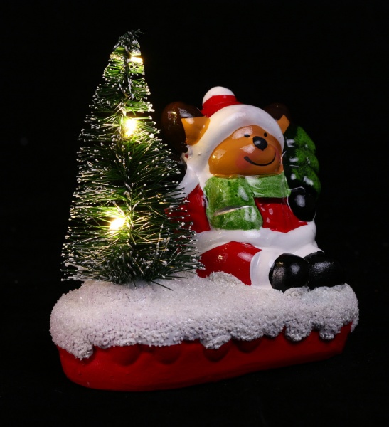 Сувенир новогодний снеговик с елкой BX-22184 светодиодная (LED) 11 см 