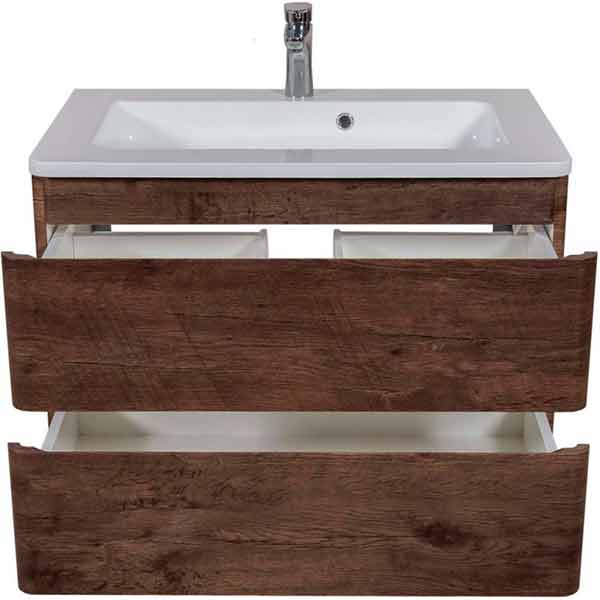 Тумба підвісна Aqua Rodos Акцент с умывальником Альфа 80 см Каштан