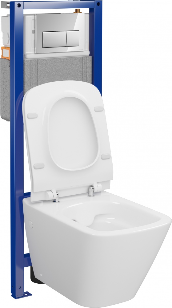 Комплект инсталляции Cersanit СЕТ C59 SYSTEM 40 механическая + подвесной унитаз MESTO хром