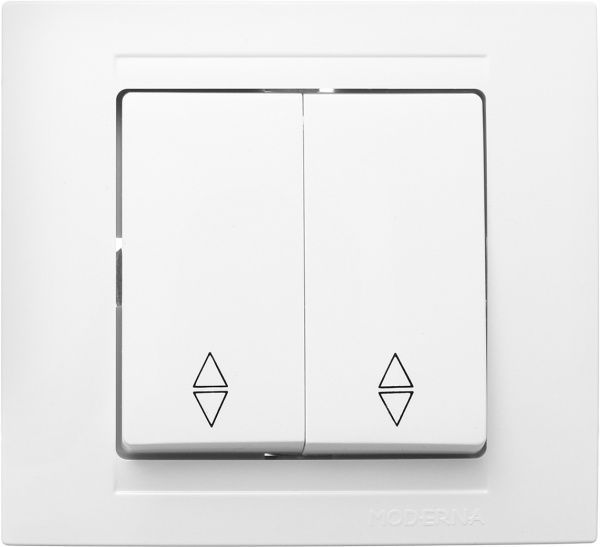 Вимикач прохідний двоклавішний Gunsan Moderna без підсвітки 16 А 250В білий MD 29 11 109
