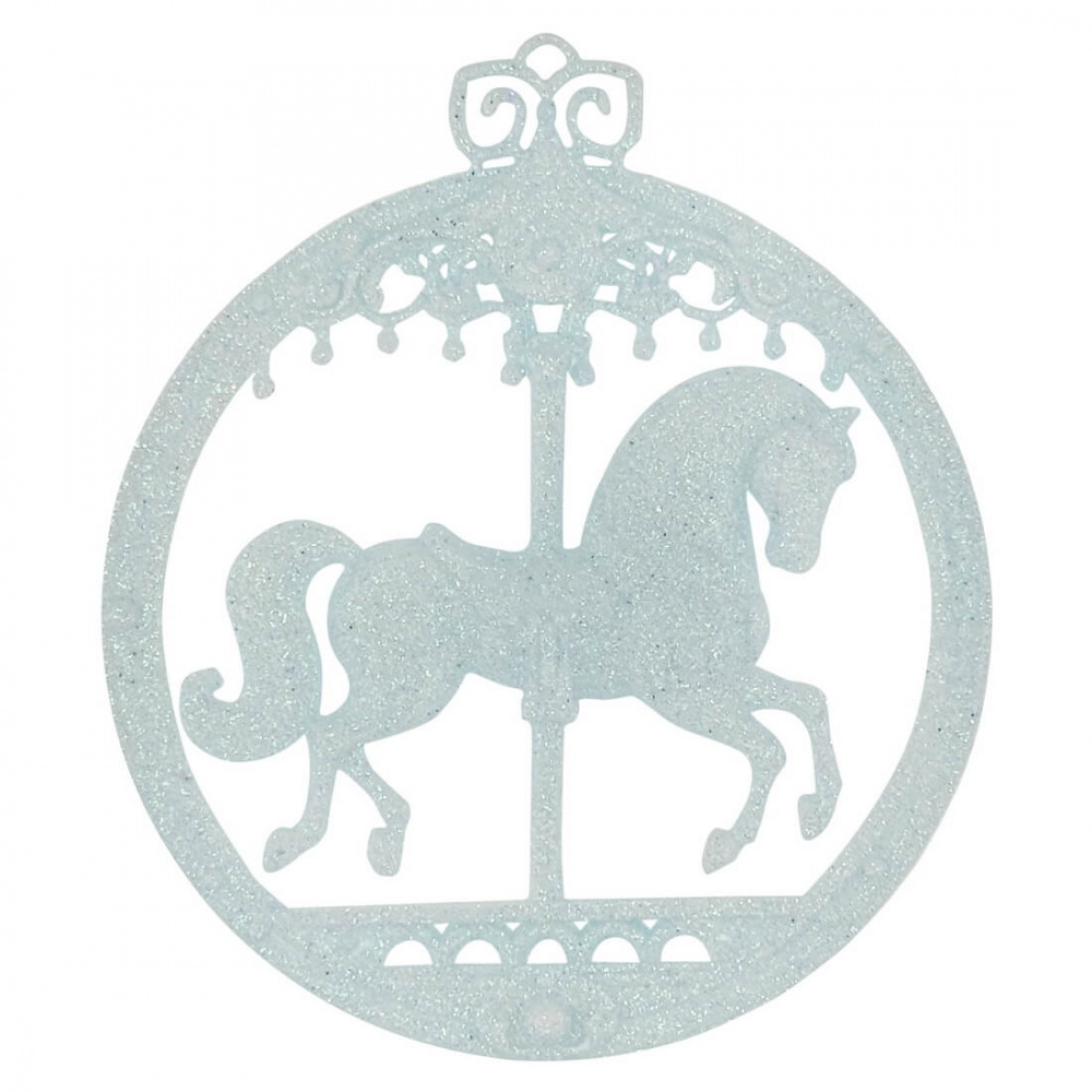 Украшение новогоднее MIS LT Лошадка-карусель 12 см голубой