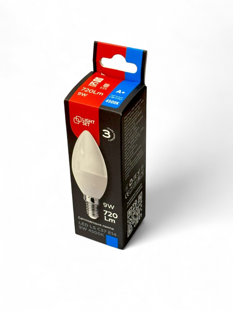 Лампа світлодіодна LIGHT SET LS 9 Вт C37 E14 220 В 4500 К
