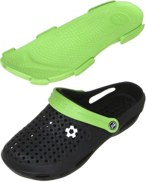 Сабо DreamStan Крокс р.45 чорний із салатовим