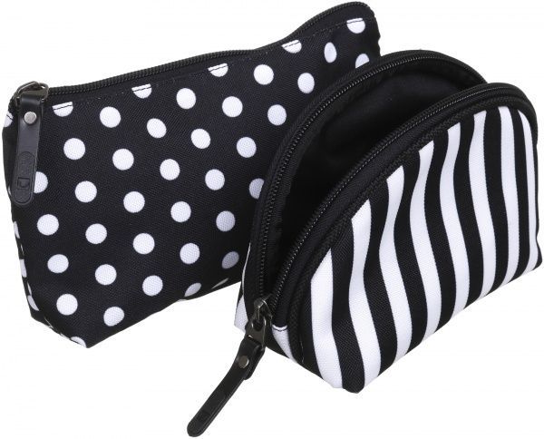 Набір косметичок Bagland Білий горох чорний із білим 