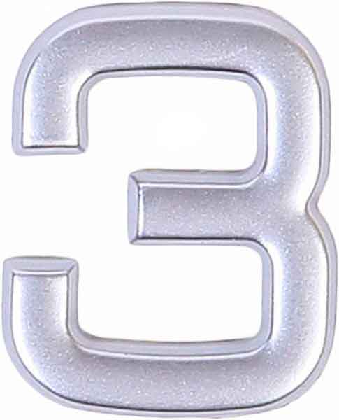 Цифра 3 пластик матовий хром 40 мм Larvij LNP4 MS #3