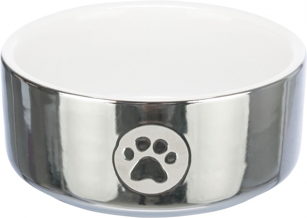 Миска Trixie для собак керамическая серебристая с белым 12 см 0.3 л (25083)