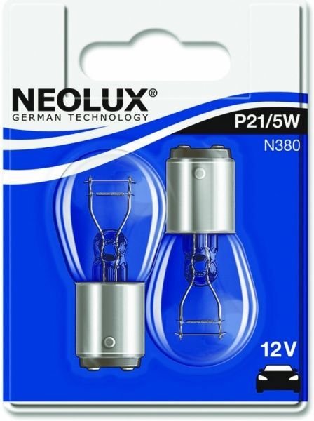 Лампа розжарювання Neolux (N38002B) P21/5W BAY15D 12 В 21/5 Вт 2 шт 3200