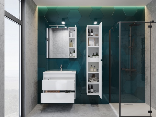 Тумба підвісна ЮВЕНТА Тумба Luton - 65 білий з умивальником Soft-65