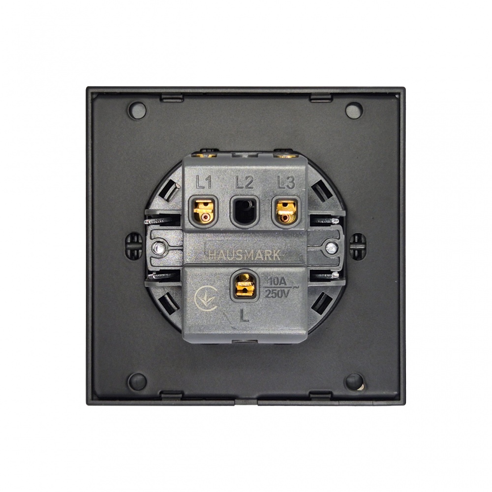 Вимикач двоклавішний HausMark INO без підсвітки чорний LS-2G-EU-Black