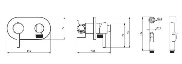Змішувач Damixa Option 212000000 з гігієнічним душем