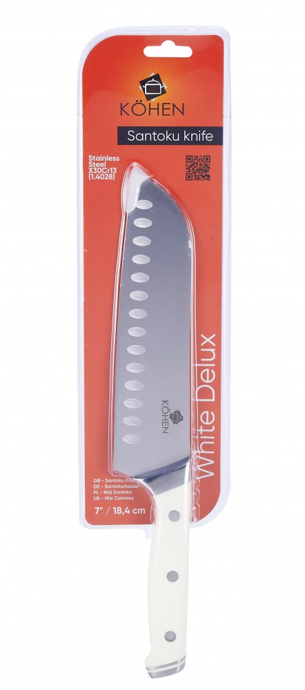 Ніж сантоку Kohen White Deluxe 18,4 см KN92002