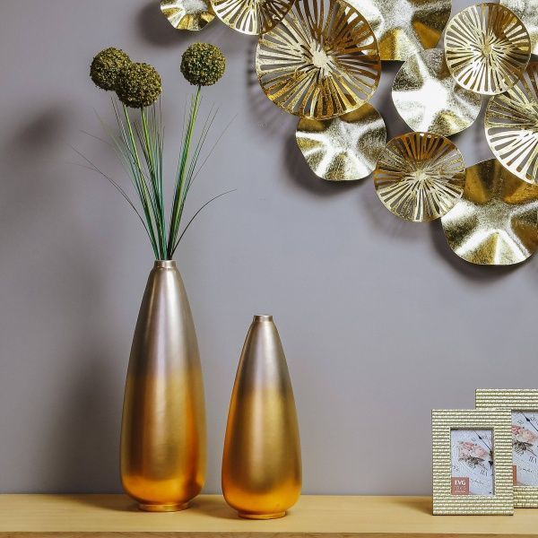 Ваза фаянсовая золотая Singapore 16х41 см Jomaze