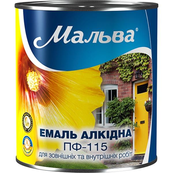 Емаль Мальва® алкідна ПФ-115 90 чорний глянець 0,9кг