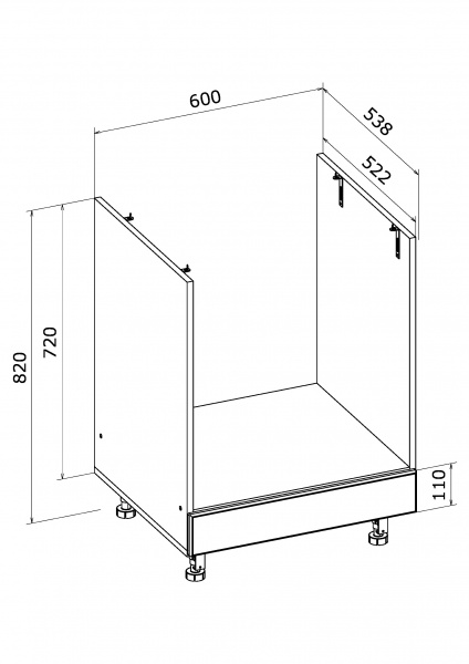 Тумба нижня під духовку МС Глорія НД 60х82х53,8 см білий/дуб артізан Грейд