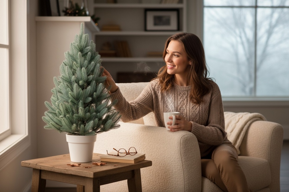 Штучна ялинка Лапландська в горщику 0,9 м блакитний