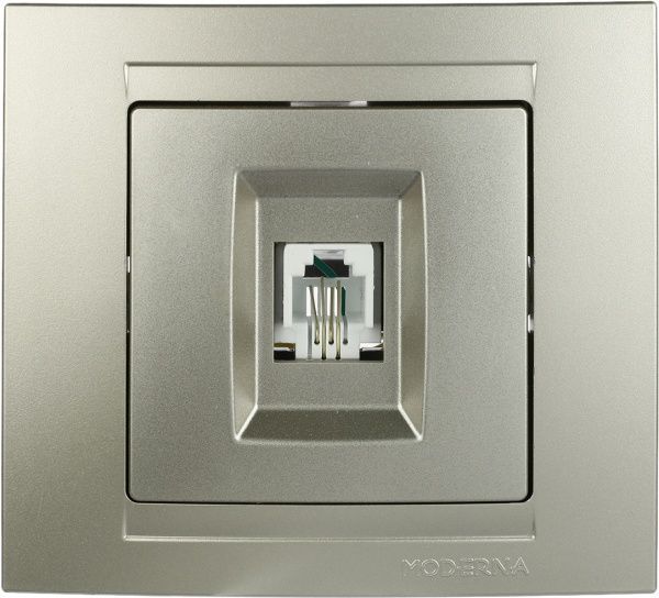 Розетка телефонна Gunsan Moderna бежевий металік MD 29 25 120