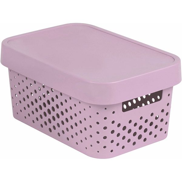 Коробка пластиковая с крышкой Curver Infinity 229156 розовая ажурная 4.5 л