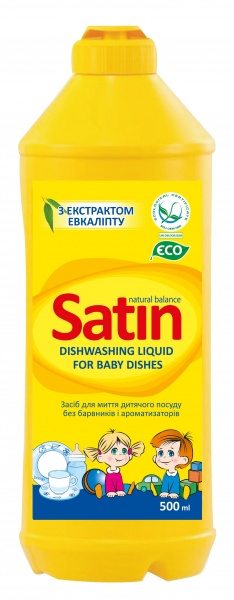 Жидкость для ручного мытья посуды Satin Organic Balance для детской посуды 0,5л