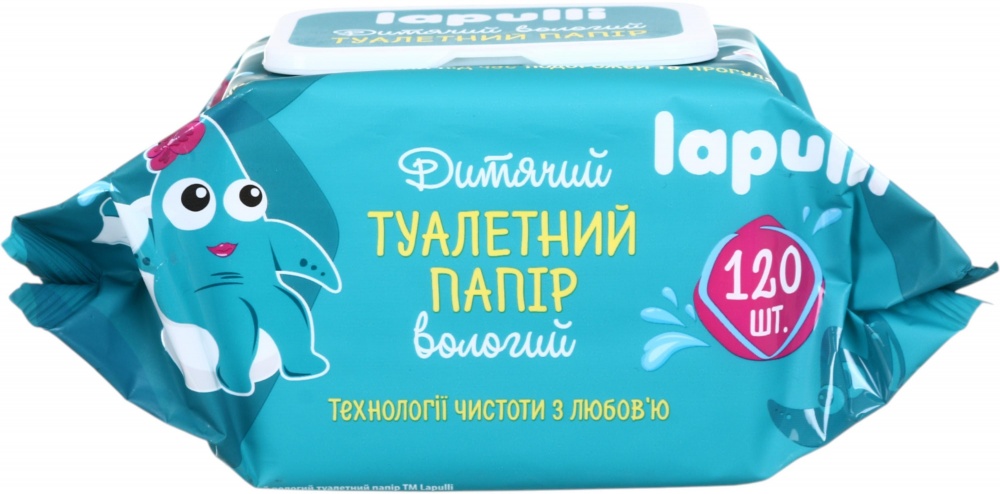 Влажная туалетная бумага LAPULLI детская с клапаном однослойная 120 шт.