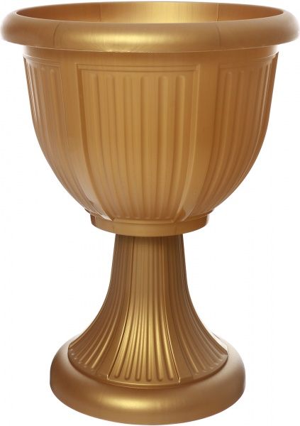 Вазон пластиковий Алеана Леон глибокий круглий 15л бронзовий 