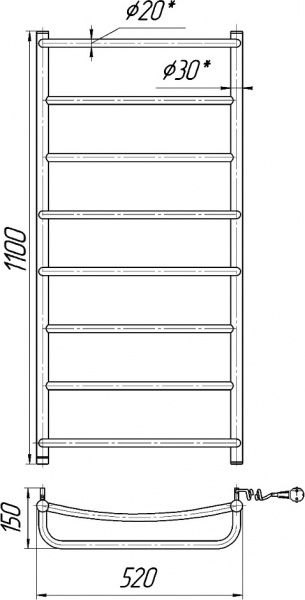 Рушникосушарка Mario Люкс НР-І 1090х530/150 Е