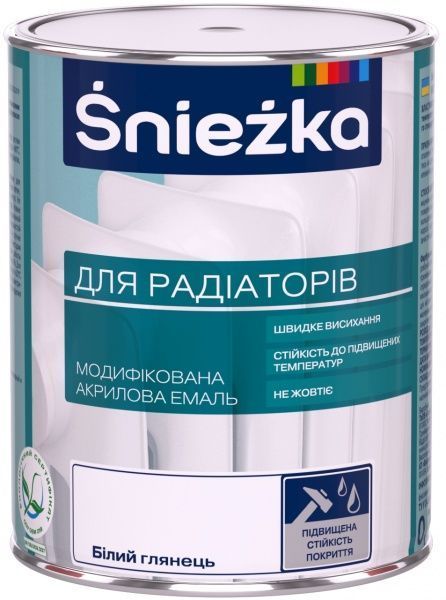 Емаль Sniezka водорозчинна для радіаторів білий глянець 0,75л