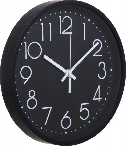 Часы настенные Instant 30 см черные с белыми цифрами Ningbo Royal Clock