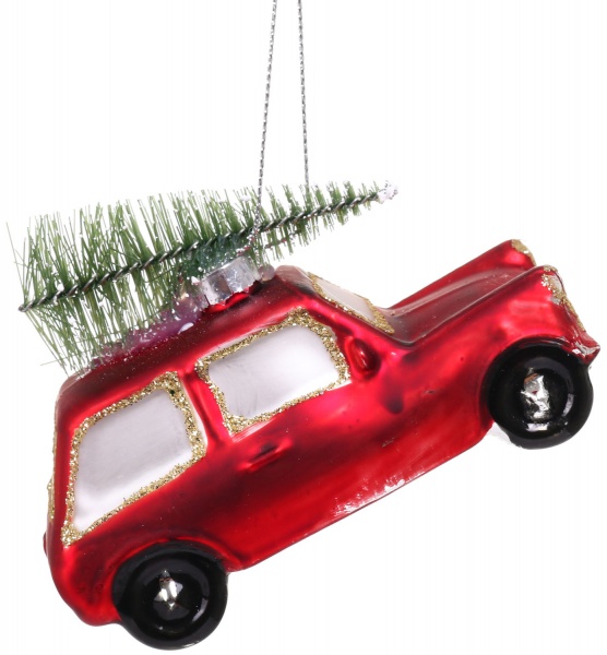 Ялинкова іграшка у формі автомобіля з ялинкою 4,5 см 