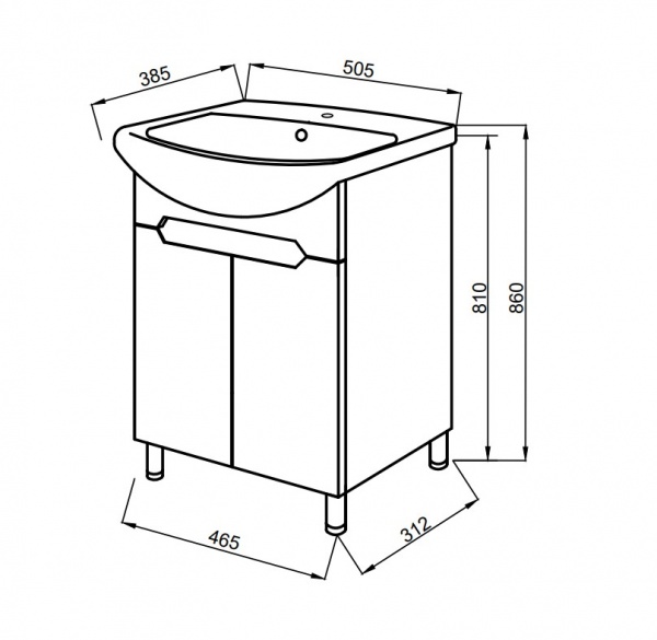 Тумба підлогова Damixa з раковиною 50 см M43-FSX0501-WCC0502WG38 Palace Evo 2