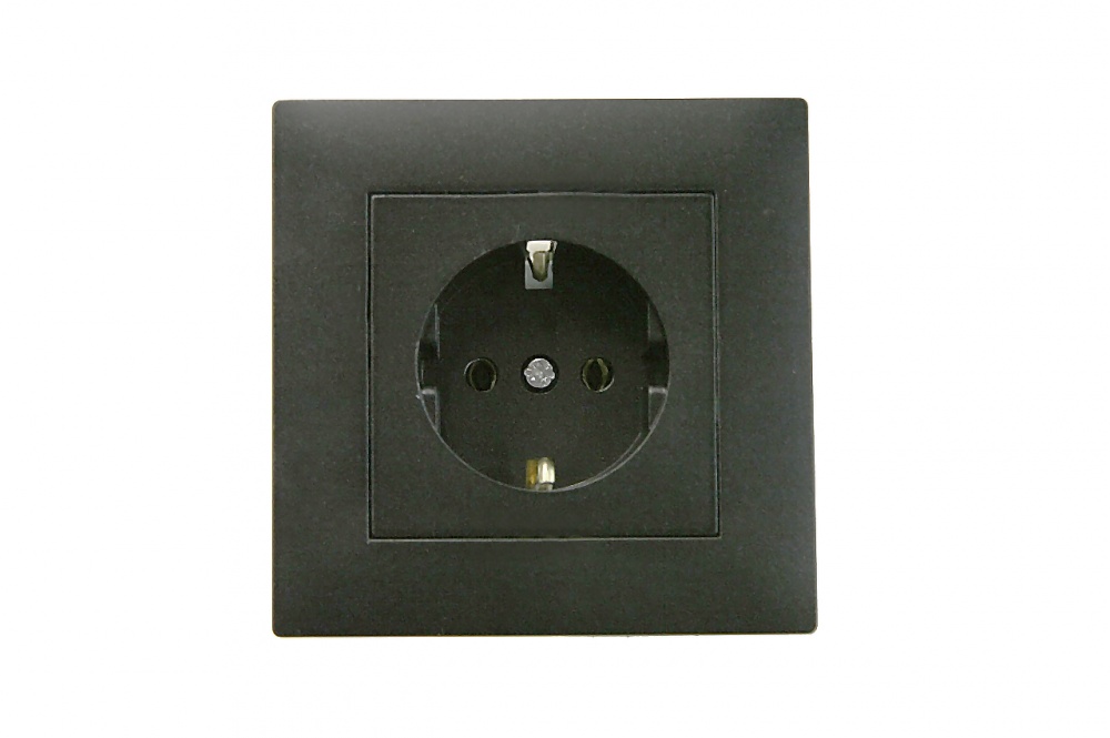Розетка із заземленням Makel Rizz IP20 чорний матовий 88054028
