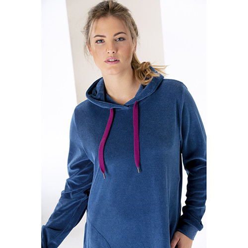 Халат жіночий Cawo Longsize-Hood р. S синій із рожевим 82018S