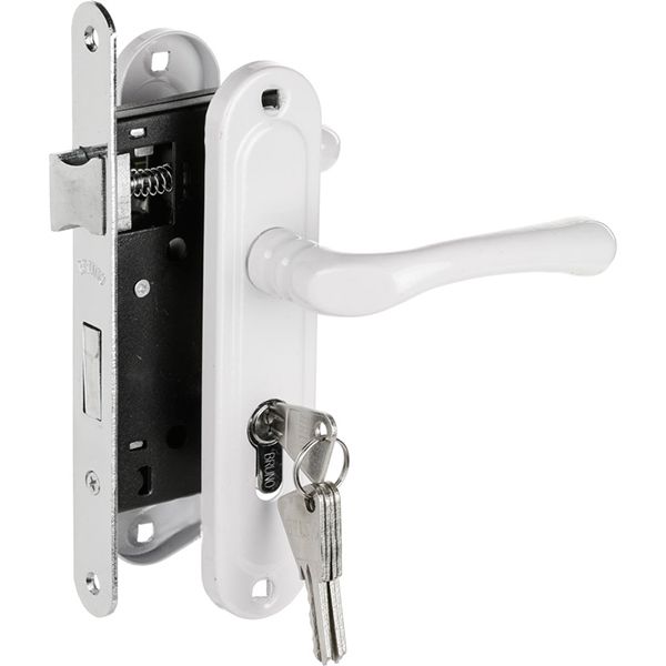 Замок врізний з ручками 528 PZ 55 мм білий